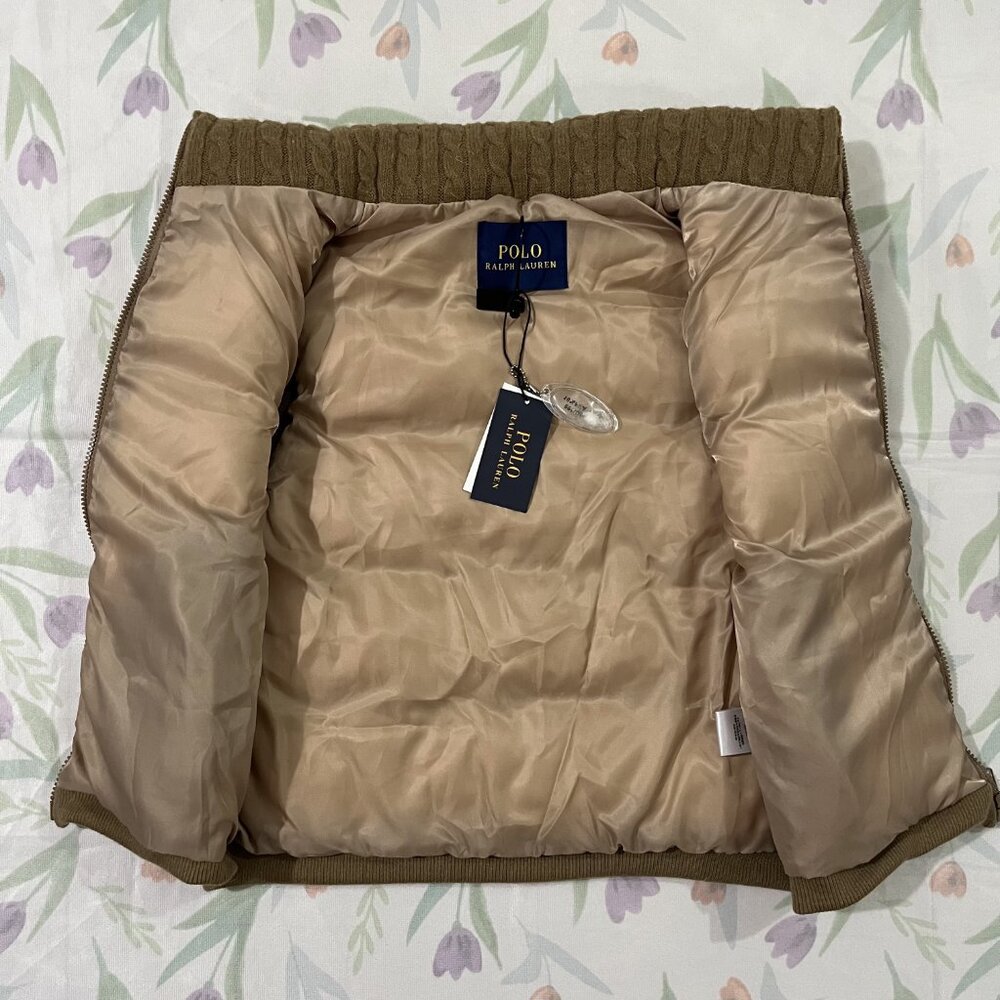 Ralph Lauren Cable Knit Down Vest Brown - Picture 4 of 9